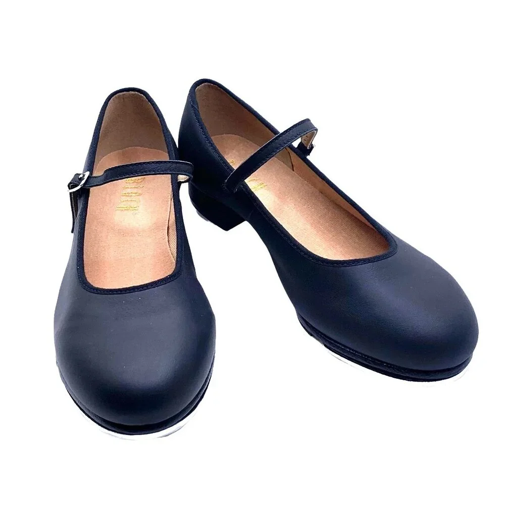 Little Girls Black Leather Mary Jane Tap Shoes Dance New Recital 10 10.5 11 New